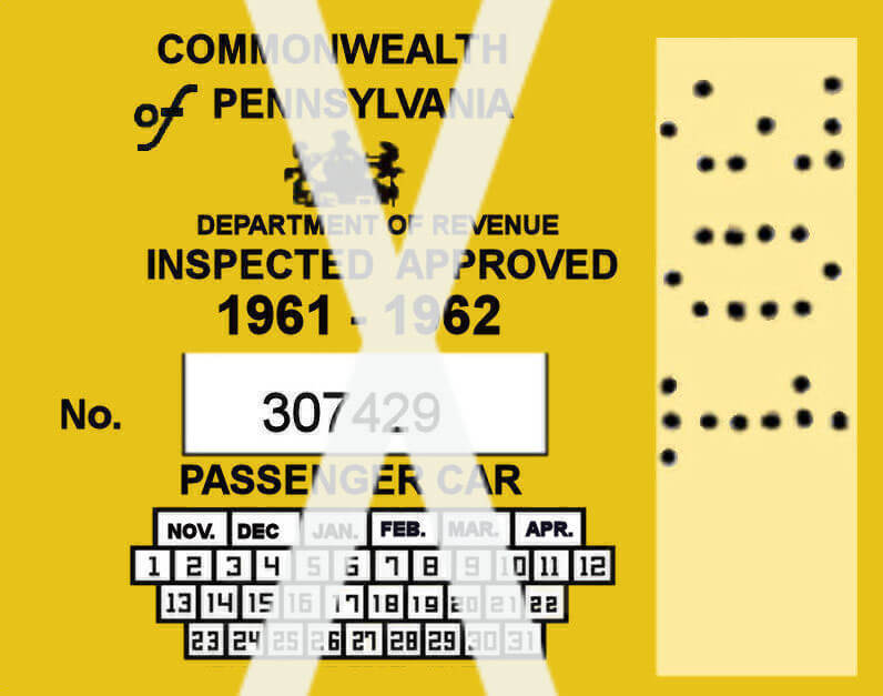 (image for) 1961-62 Pennsylvania Inspection Sticker